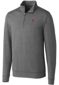 Los Angeles Angels Cutter and Buck Shoreline Heathered 1/4 Zip Pullover - Charcoal