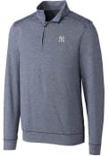 New York Yankees Cutter and Buck Shoreline Heathered 1/4 Zip Pullover - Navy Blue