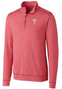 Philadelphia Phillies Cutter and Buck Shoreline Heathered 1/4 Zip Pullover - Red