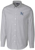 Kansas City Royals Cutter and Buck Stretch Oxford Stripe Dress Shirt - Charcoal