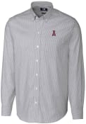 Los Angeles Angels Cutter and Buck Stretch Oxford Stripe Dress Shirt - Charcoal