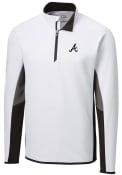 Atlanta Braves Cutter and Buck Traverse Colorblock 1/4 Zip Pullover - White