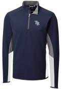 Tampa Bay Rays Cutter and Buck Traverse Colorblock 1/4 Zip Pullover - Navy Blue