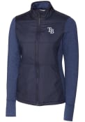 Tampa Bay Rays Womens Cutter and Buck Stealth Hybrid Quilted Light Weight Jacket - Navy Blue