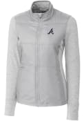 Atlanta Braves Womens Cutter and Buck Stealth Hybrid Quilted Light Weight Jacket - Grey