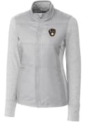 Milwaukee Brewers Womens Cutter and Buck Stealth Hybrid Quilted Light Weight Jacket - Grey