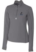 Miami Marlins Womens Cutter and Buck Traverse 1/4 Zip Pullover - Grey