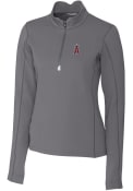 Los Angeles Angels Womens Cutter and Buck Traverse 1/4 Zip Pullover - Grey