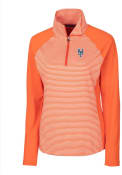 New York Mets Womens Cutter and Buck Forge Tonal Stripe Pullover - Orange