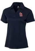 St Louis Cardinals Womens Cutter and Buck Drytec Genre Textured Polo Shirt - Navy Blue