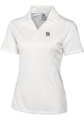New York Yankees Womens Cutter and Buck Drytec Genre Textured Polo Shirt - White