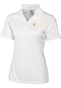 Pittsburgh Pirates Womens Cutter and Buck Drytec Genre Textured Polo Shirt - White