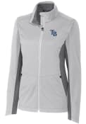 Tampa Bay Rays Womens Cutter and Buck Navigate Softshell Light Weight Jacket - Grey