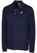 New York Yankees Cutter and Buck Advantage Pique Polo Shirt - Navy Blue
