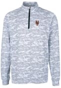 New York Mets Cutter and Buck Traverse Camo Print Stretch Pullover Jackets - Charcoal