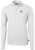 New York Yankees Cutter and Buck Virtue Eco Pique 1/4 Zip Pullover - White