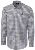 Miami Marlins Cutter and Buck Easy Care Gingham Dress Shirt - Charcoal
