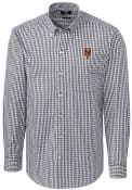 New York Mets Cutter and Buck Easy Care Gingham Dress Shirt - Charcoal