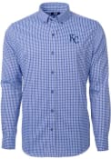 Kansas City Royals Cutter and Buck Versatech Multi Check Dress Shirt - Blue