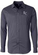 Kansas City Royals Cutter and Buck Versatech Geo Dress Shirt - Navy Blue