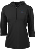 Miami Marlins Womens Cutter and Buck Virtue Eco Pique Hooded Sweatshirt - Black