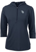 Tampa Bay Rays Womens Cutter and Buck Virtue Eco Pique Hooded Sweatshirt - Navy Blue