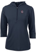 Chicago Cubs Womens Cutter and Buck Virtue Eco Pique Hooded Sweatshirt - Navy Blue