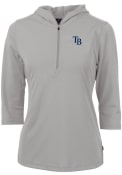Tampa Bay Rays Womens Cutter and Buck Virtue Eco Pique Hooded Sweatshirt - Grey