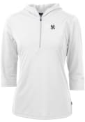 New York Yankees Womens Cutter and Buck Virtue Eco Pique Hooded Sweatshirt - White