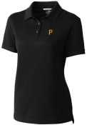 Pittsburgh Pirates Womens Cutter and Buck Advantage Pique Polo Shirt - Black