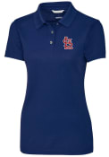 St Louis Cardinals Womens Cutter and Buck Advantage Pique Polo Shirt - Blue