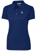 New York Yankees Womens Cutter and Buck Advantage Pique Polo Shirt - Blue