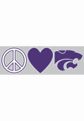 K-State Wildcats 3x10 Peace, Love Auto Decal - Purple