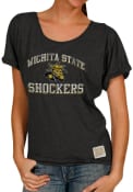 Original Retro Brand Wichita State Shockers Juniors Relaxed Dolman Black Scoop T-Shirt