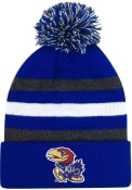 Kansas Jayhawks Youth LogoFit Junior Haltime Pom Knit Hat - Blue