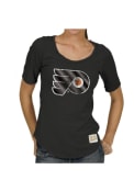 Original Retro Brand Philadelphia Flyers Womens Scoop Black Scoop T-Shirt