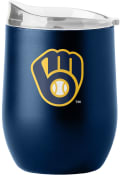 Milwaukee Brewers 16 oz Flipside Powder Coat Curved Stainless Steel Tumbler - Navy Blue