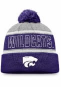 Top of the World Primary Stripe Crown Cuff Pom K-State Wildcats Mens Knit Hat - Grey