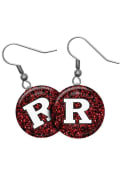 Rutgers Scarlet Knights Womens Domed Dangle Earrings - Black
