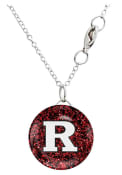 Rutgers Scarlet Knights Womens Glitter Domed Necklace - Red