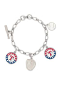 Texas Rangers Womens Silver Charm Bracelet - Red