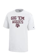 Texas AM Aggies Youth White Gig Em T-Shirt