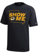 Missouri Tigers Youth Black Show Me State Outline T-Shirt
