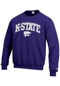 Champion Mens Purple K-State Wildcats Arch Mascot Crew Sweatshirt