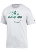 Champion Michigan State Spartans White State Outline Tee