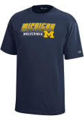 Champion Michigan Wolverines Youth Navy Blue Streak Wordmark T-Shirt