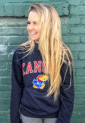 Kansas Jayhawks Champion Arch Mascot Crew Sweatshirt - Navy Blue