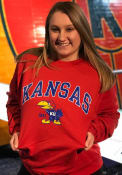 Kansas Jayhawks Champion Arch Mascot 41 Jayhawk Crew Sweatshirt - Red