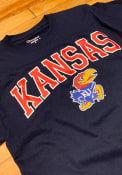 Kansas Jayhawks Champion Arch Mascot T Shirt - Navy Blue