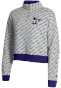 Champion Womens Grey K-State Wildcats Co-Branded Super Fan 1/4 Zip Pullover